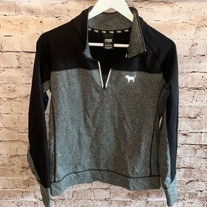 Women’s large pink Victoria’s Secret size L quarter zip sweatshirt color black